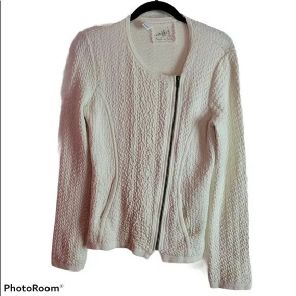 Angel of the north by Anthropologie, cream Moto style cardigan xs - Picture 2 of 12